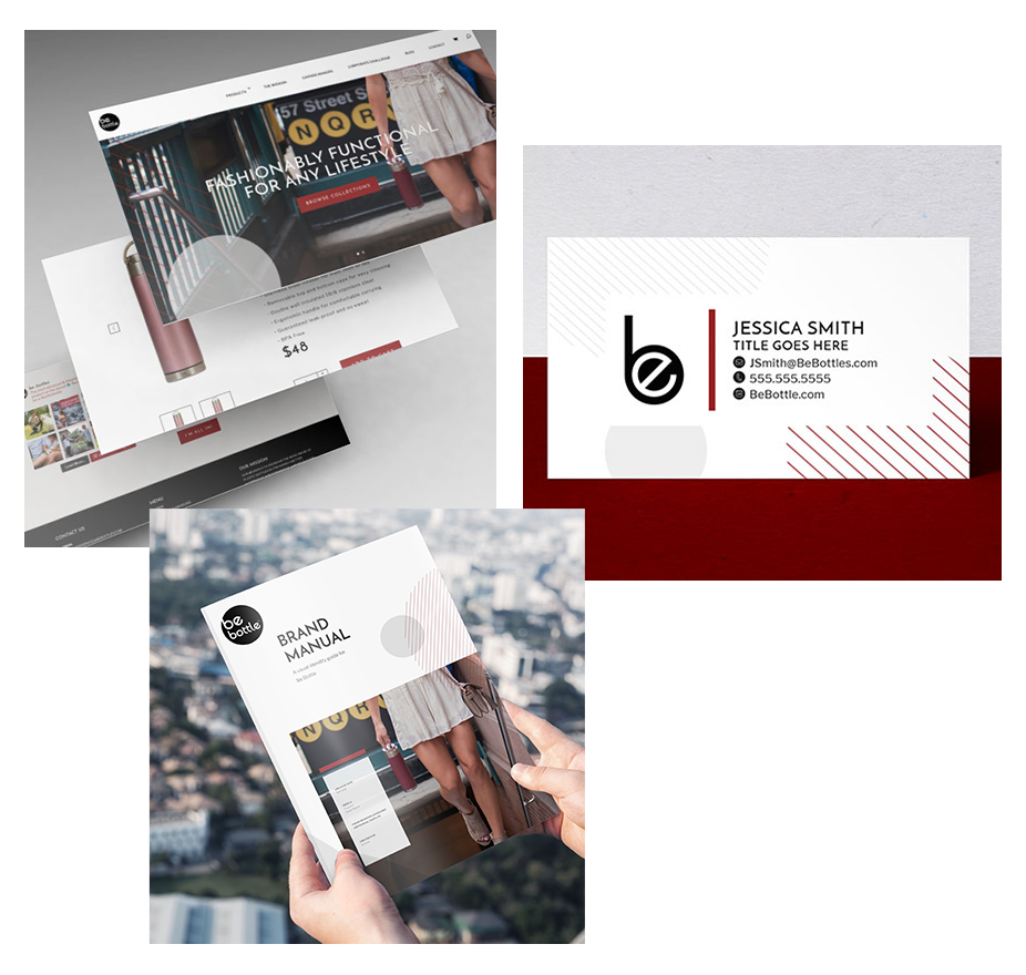 Be Bottle Website, business card and brand guide