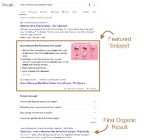 example of a featured snippet on google's search results page