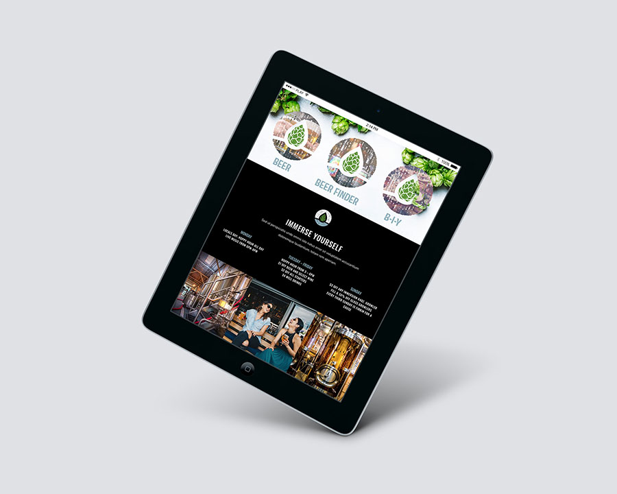 Immersion Brewing Website design on a tablet
